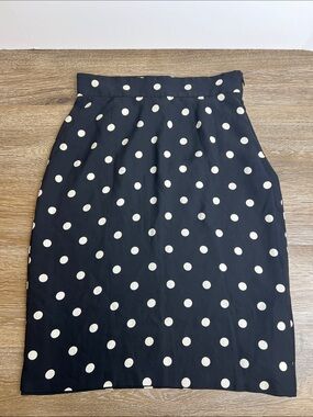 The Limited Silk Polka Dot Pencil Skirt Black Ivory Size 10 Lined Classic